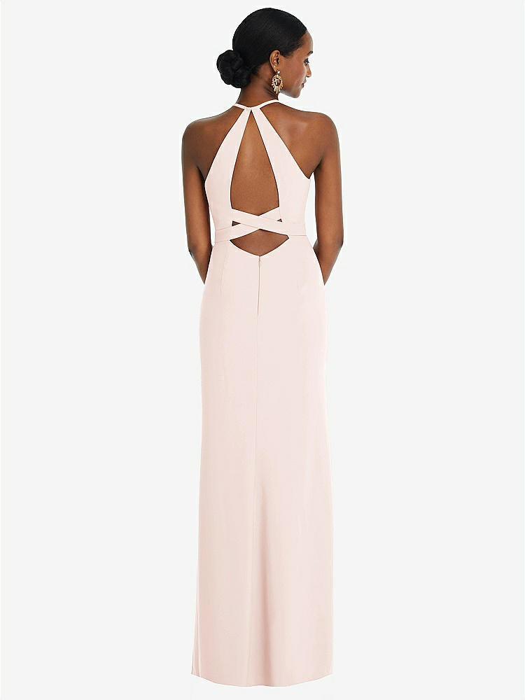 【NEW】【STYLE: 3092】ホルター CRISS Cross Cutout Back Maxi ドレス【COLOR: Blush】【SIZE: 00-30W】
