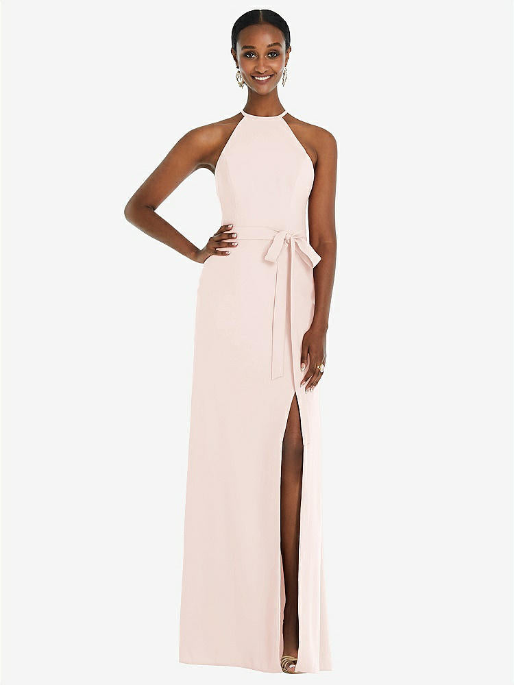 【NEW】【STYLE: 3092】ホルター CRISS Cross Cutout Back Maxi ドレス【COLOR: Blush】【SIZE: 00-30W】