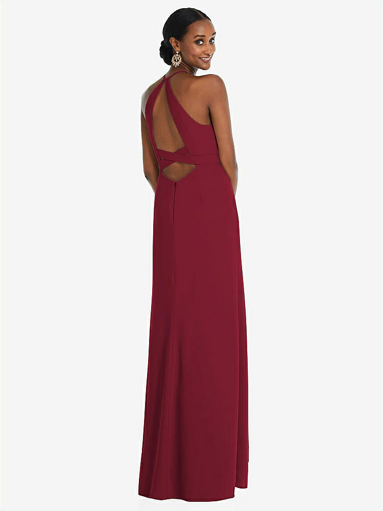 【NEW】【STYLE: 3092】ホルター CRISS Cross Cutout Back Maxi ドレス【COLOR: Burgundy】【SIZE: 00-30W】