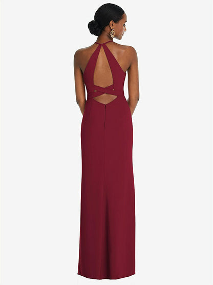 【NEW】【STYLE: 3092】ホルター CRISS Cross Cutout Back Maxi ドレス【COLOR: Burgundy】【SIZE: 00-30W】