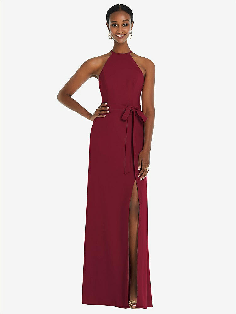 【NEW】【STYLE: 3092】ホルター CRISS Cross Cutout Back Maxi ドレス【COLOR: Burgundy】【SIZE: 00-30W】