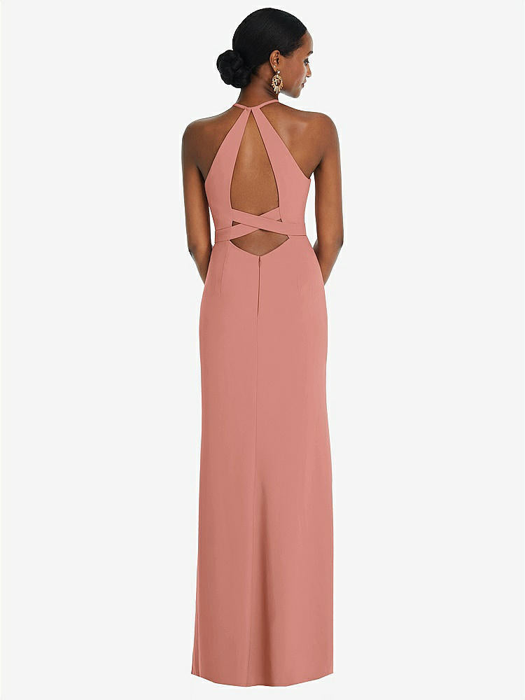 【NEW】【STYLE: 3092】ホルター CRISS Cross Cutout Back Maxi ドレス【COLOR: Desert Rose】【SIZE: 00-30W】