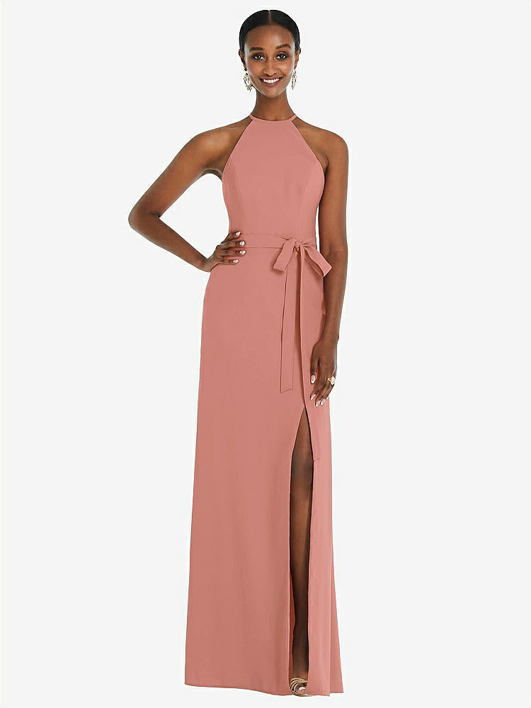 【NEW】【STYLE: 3092】ホルター CRISS Cross Cutout Back Maxi ドレス【COLOR: Desert Rose】【SIZE: 00-30W】
