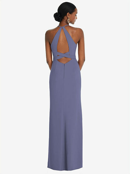 【NEW】【STYLE: 3092】ホルター CRISS Cross Cutout Back Maxi ドレス【COLOR: French Blue】【SIZE: 00-30W】
