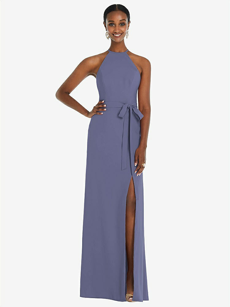 【NEW】【STYLE: 3092】ホルター CRISS Cross Cutout Back Maxi ドレス【COLOR: French Blue】【SIZE: 00-30W】