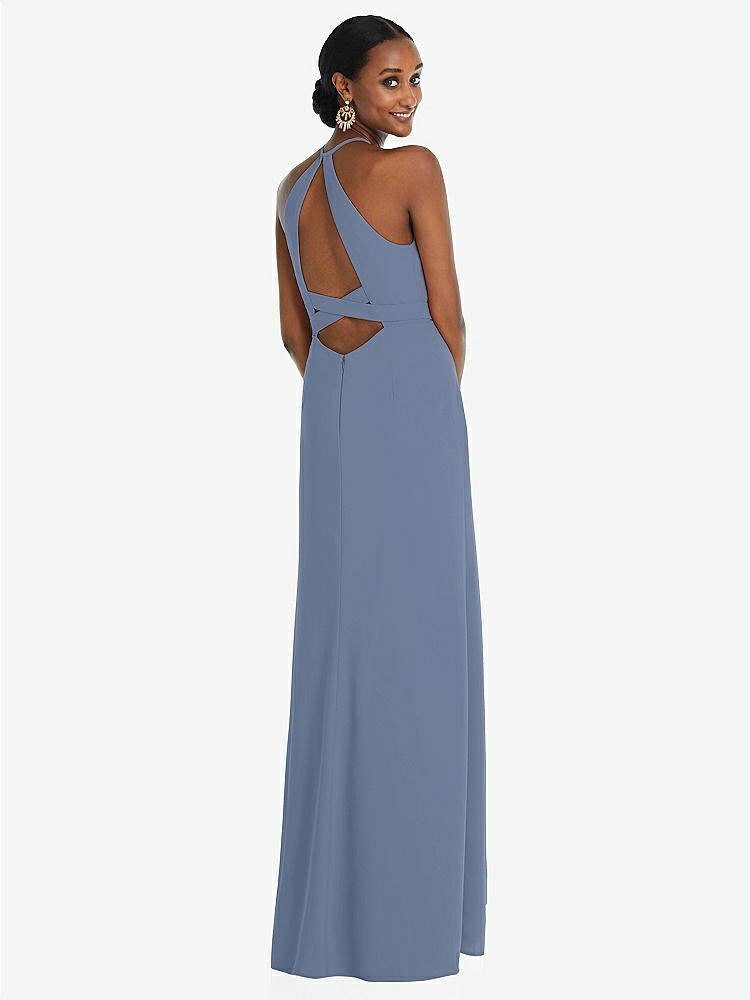 【NEW】【STYLE: 3092】ホルター CRISS Cross Cutout Back Maxi ドレス【COLOR: Larkspur Blue】【SIZE: 00-30W】