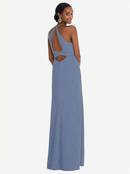 【NEW】【STYLE: 3092】ホルター CRISS Cross Cutout Back Maxi ドレス【COLOR: Larkspur Blue】【SIZE: 00-30W】