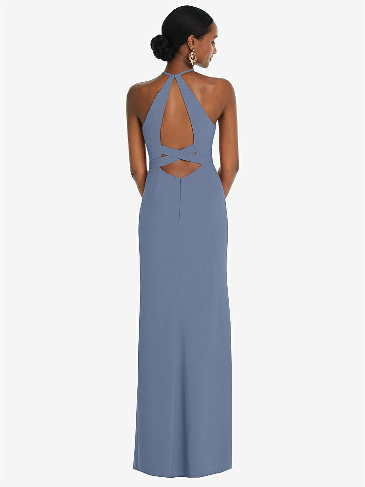 【NEW】【STYLE: 3092】ホルター CRISS Cross Cutout Back Maxi ドレス【COLOR: Larkspur Blue】【SIZE: 00-30W】