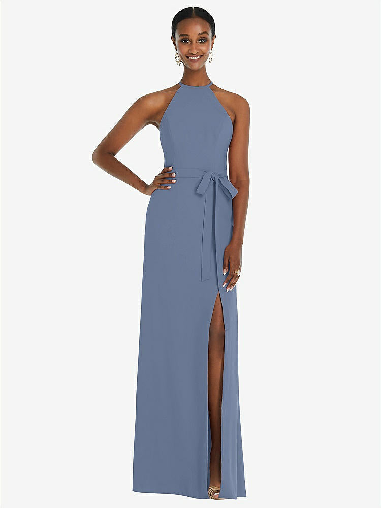 【NEW】【STYLE: 3092】ホルター CRISS Cross Cutout Back Maxi ドレス【COLOR: Larkspur Blue】【SIZE: 00-30W】