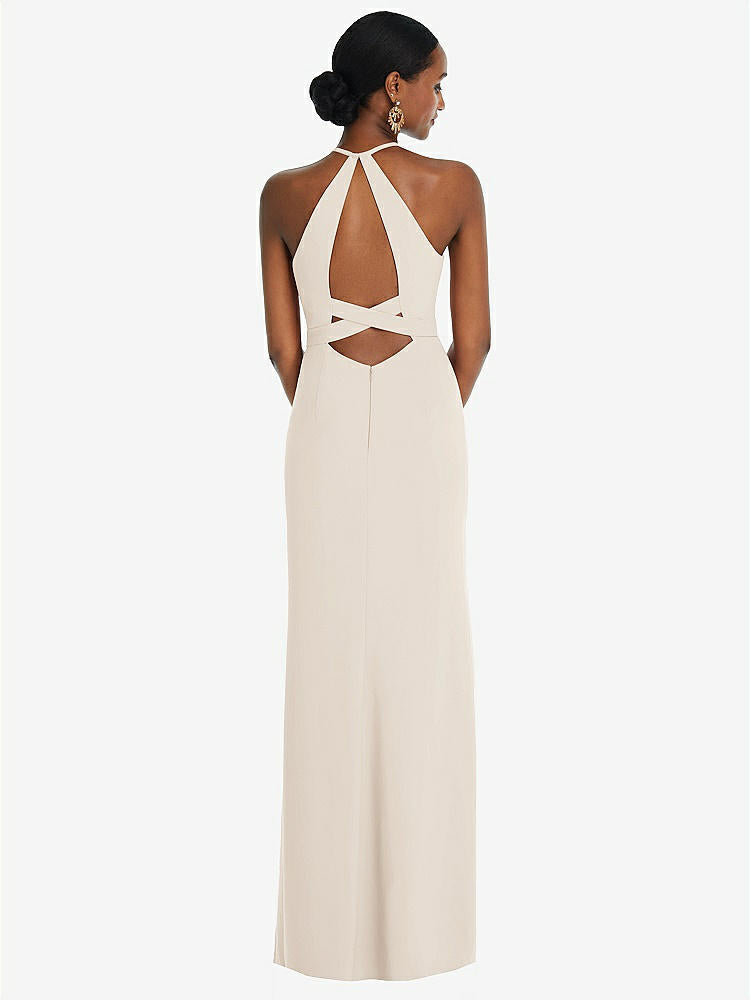 【NEW】【STYLE: 3092】ホルター CRISS Cross Cutout Back Maxi ドレス【COLOR: Oat】【SIZE: 00-30W】