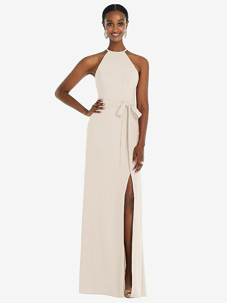 【NEW】【STYLE: 3092】ホルター CRISS Cross Cutout Back Maxi ドレス【COLOR: Oat】【SIZE: 00-30W】