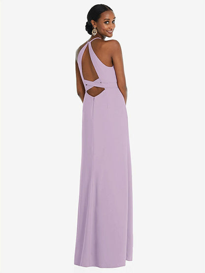 【NEW】【STYLE: 3092】ホルター CRISS Cross Cutout Back Maxi ドレス【COLOR: Pale Purple】【SIZE: 00-30W】