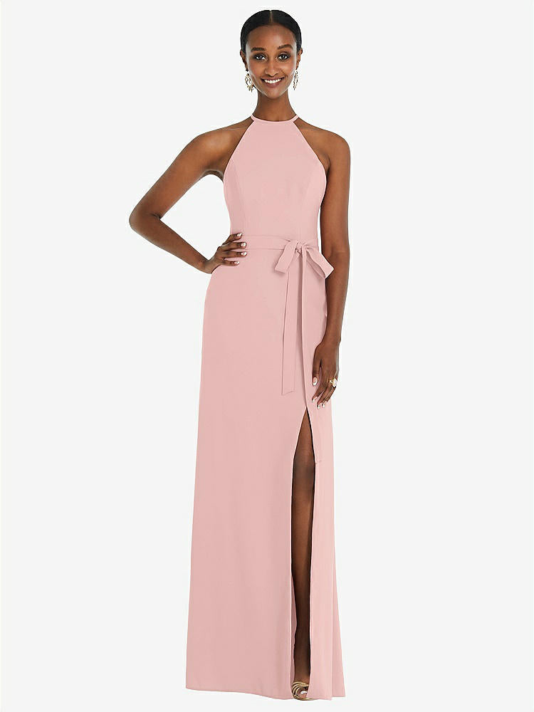 【NEW】【STYLE: 3092】ホルター CRISS Cross Cutout Back Maxi ドレス【COLOR: Rose - PANTONE Rose Quartz】【SIZE: 00-30W】