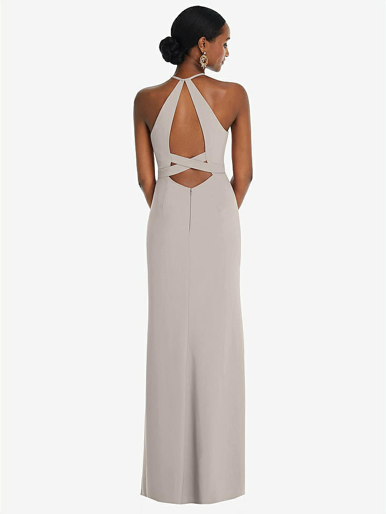 【NEW】【STYLE: 3092】ホルター CRISS Cross Cutout Back Maxi ドレス【COLOR: Taupe】【SIZE: 00-30W】