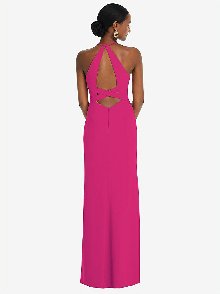 【NEW】【STYLE: 3092】ホルター CRISS Cross Cutout Back Maxi ドレス【COLOR: Think Pink】【SIZE: 00-30W】