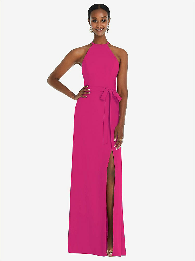 【NEW】【STYLE: 3092】ホルター CRISS Cross Cutout Back Maxi ドレス【COLOR: Think Pink】【SIZE: 00-30W】
