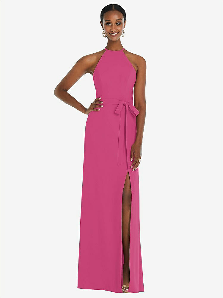 【NEW】【STYLE: 3092】ホルター CRISS Cross Cutout Back Maxi ドレス【COLOR: Tea Rose】【SIZE: 00-30W】
