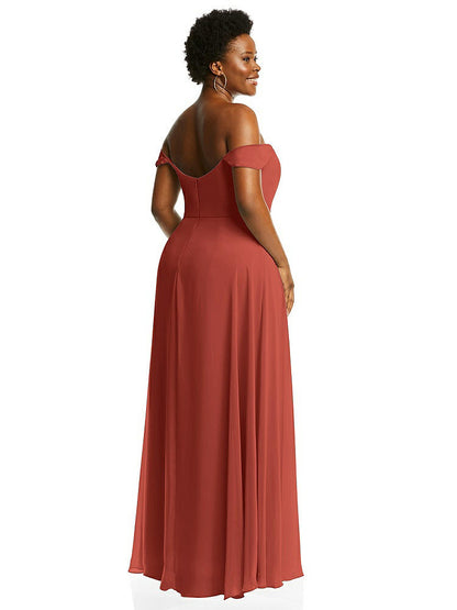 【STYLE: 1560】Off-the-Shoulder Basque Neck Maxi Dress with Flounce Sleeves【COLOR: Amber Sunset】