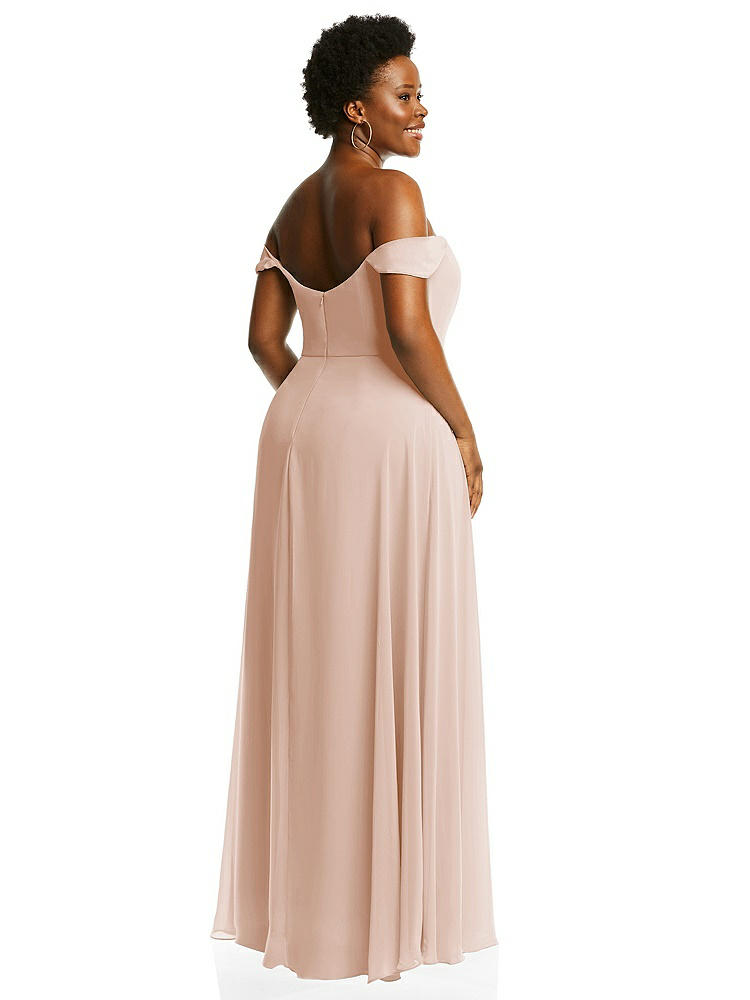 STYLE 1560 Off the Shoulder Basque Neck Maxi Dress with Flounce Slee BridesmaidsJP