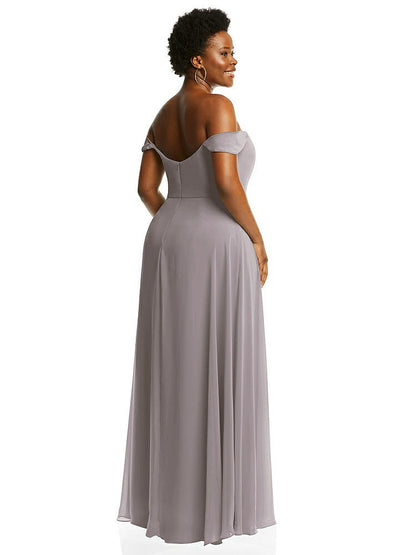 【NEW】【STYLE: 1560】オフショルダー バスク 首 マキシ ドレス フラウンス 袖【COLOR: Cashmere Gray】【SIZE: 00-30W】