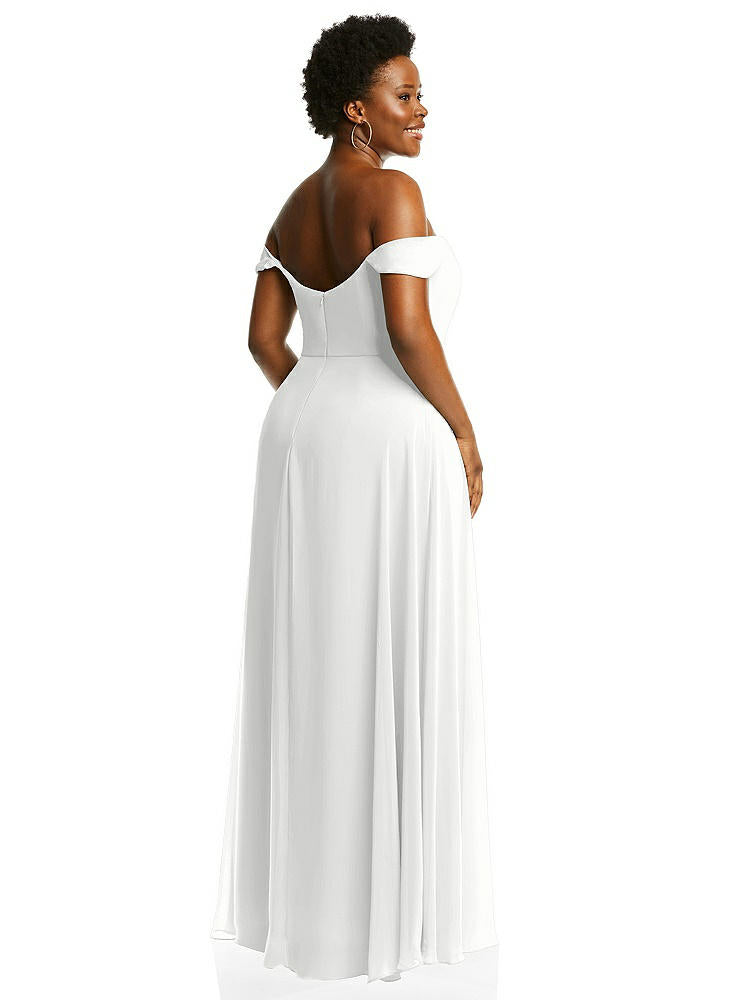 【STYLE: 1560】Off-the-Shoulder Basque Neck Maxi Dress with Flounce Sleeves【COLOR: White】