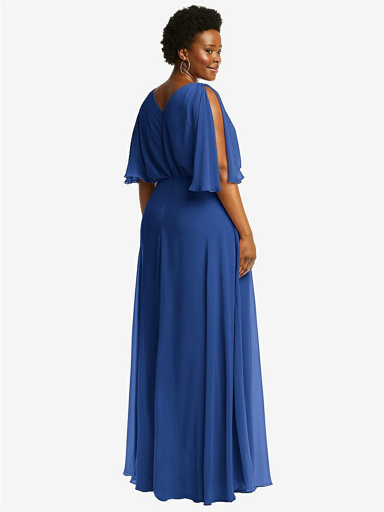 【NEW】【STYLE: 1565】Vネック スプリット 袖 ブルーソン ボディス マキシ ドレス【COLOR: Classic Blue】【SIZE: 00-30W】