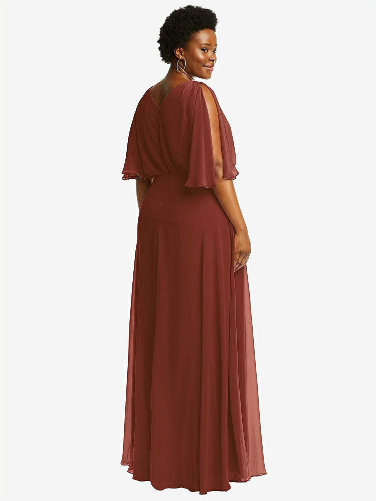 【STYLE: 1565】V-Neck Split Sleeve Blouson Bodice Maxi Dress【COLOR: Auburn Moon】