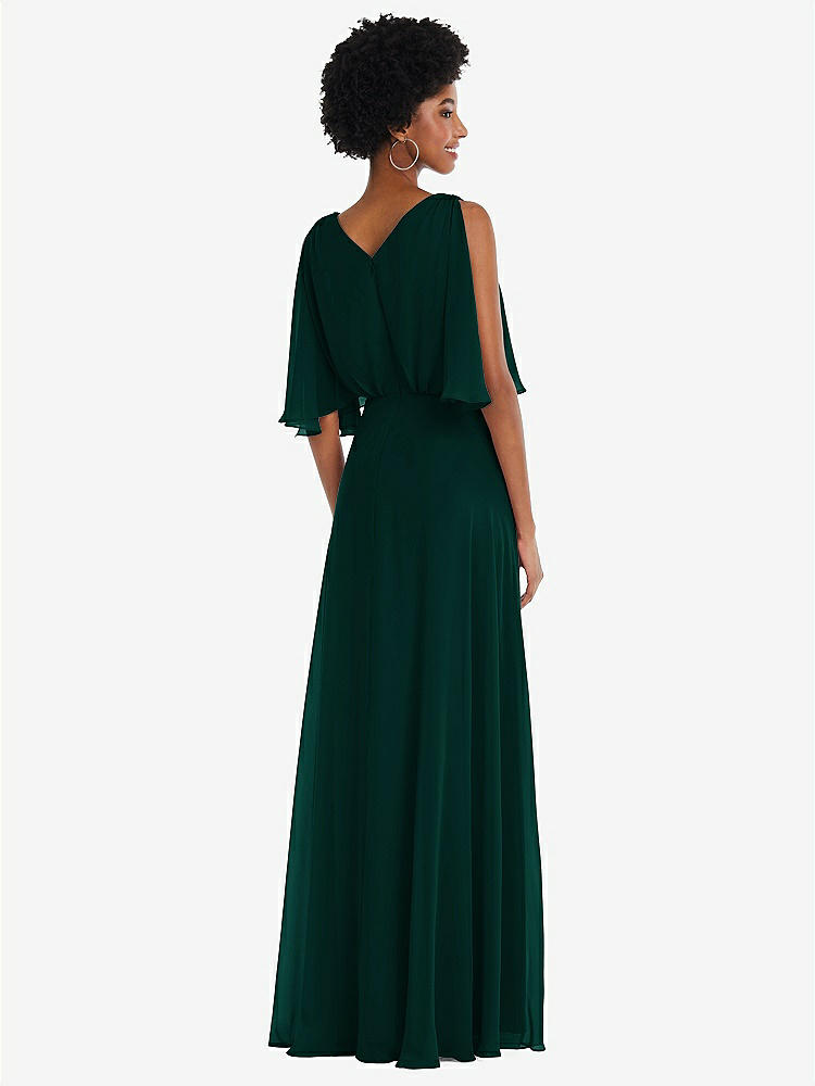 【STYLE: 1565】V-Neck Split Sleeve Blouson Bodice Maxi Dress【COLOR: Evergreen】