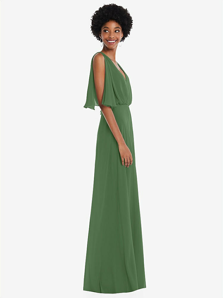 【STYLE: 1565】V-Neck Split Sleeve Blouson Bodice Maxi Dress【COLOR: Vineyard Green】
