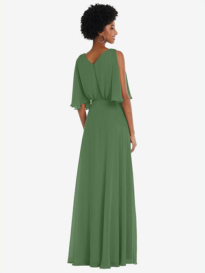 【STYLE: 1565】V-Neck Split Sleeve Blouson Bodice Maxi Dress【COLOR: Vineyard Green】