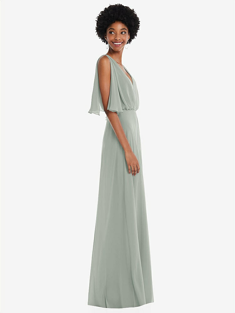 【STYLE: 1565】V-Neck Split Sleeve Blouson Bodice Maxi Dress【COLOR: Willow Green】