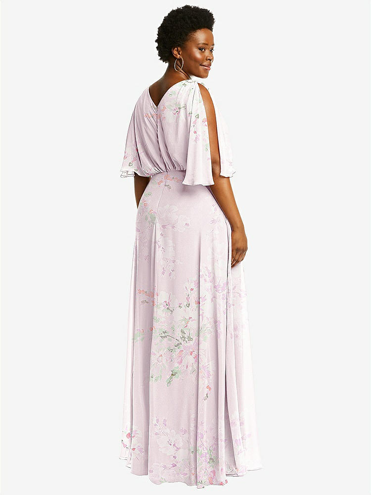 【STYLE: 1565】V-Neck Split Sleeve Blouson Bodice Maxi Dress【COLOR: Watercolor Print】