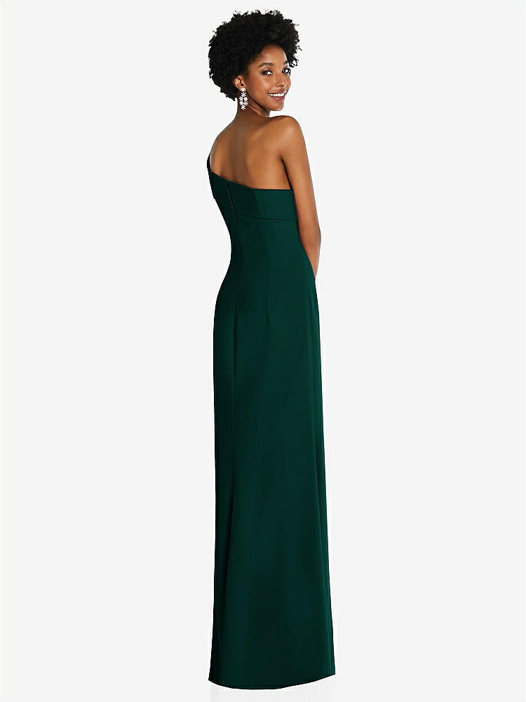 【STYLE: 6858】Asymmetrical Off-the-Shoulder Cuff Trumpet Gown With Front Slit【COLOR: Evergreen】