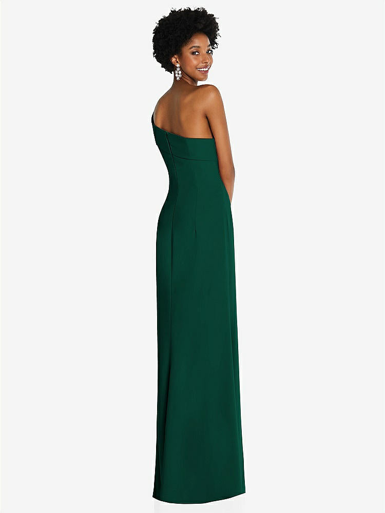【STYLE: 6858】Asymmetrical Off-the-Shoulder Cuff Trumpet Gown With Front Slit【COLOR: Hunter Green】