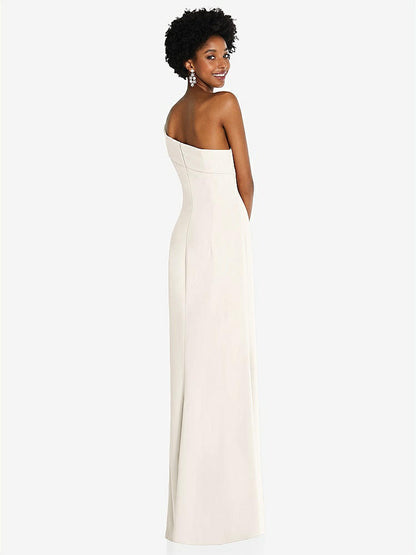 【STYLE: 6858】Asymmetrical Off-the-Shoulder Cuff Trumpet Gown With Front Slit【COLOR: Ivory】