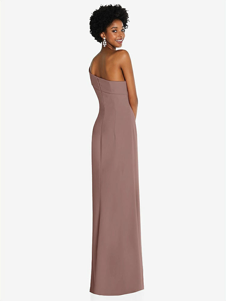 【STYLE: 6858】Asymmetrical Off-the-Shoulder Cuff Trumpet Gown With Front Slit【COLOR: Sienna】