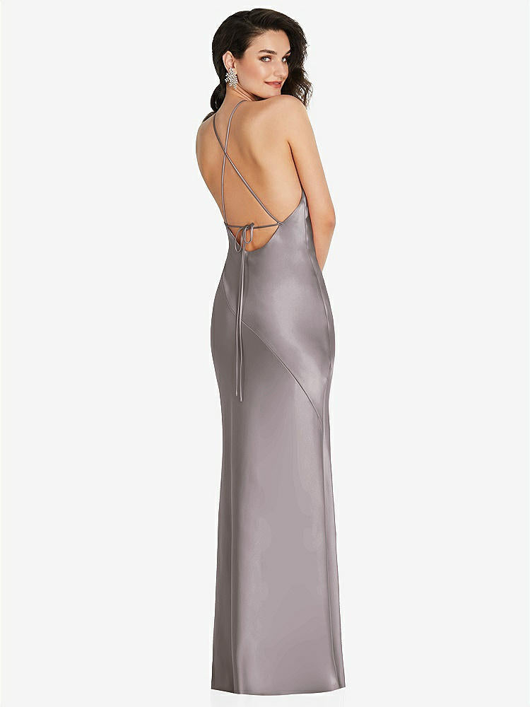 【NEW】【STYLE: 6853】ホルター コンバーチブル ストラップ バイアス スリップ ドレス 前面 スリット【COLOR: Cashmere Gray】【SIZE: 00-30W】