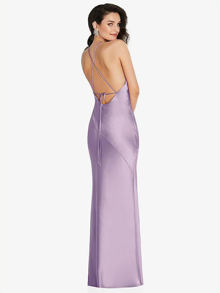 【NEW】【STYLE: 6853】ホルター コンバーチブル ストラップ バイアス スリップ ドレス 前面 スリット【COLOR: Pale Purple】【SIZE: 00-30W】