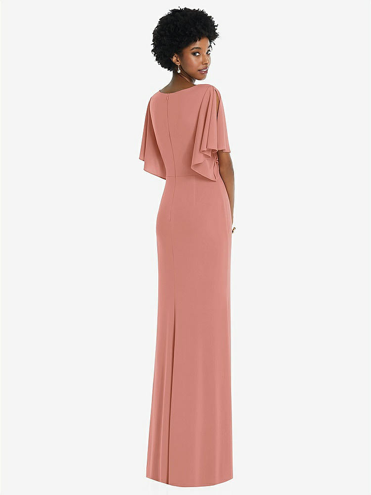 【STYLE: 3107】Faux Wrap Split Sleeve Maxi Dress with Cascade Skirt【COLOR: Desert Rose】
