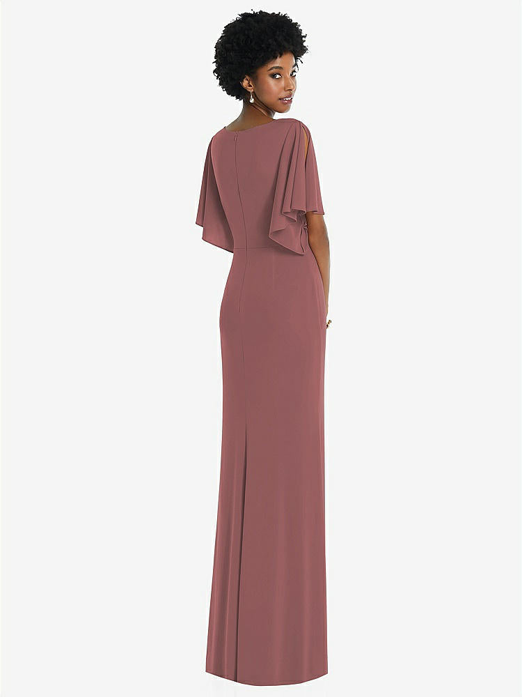 【STYLE: 3107】Faux Wrap Split Sleeve Maxi Dress with Cascade Skirt【COLOR: English Rose】