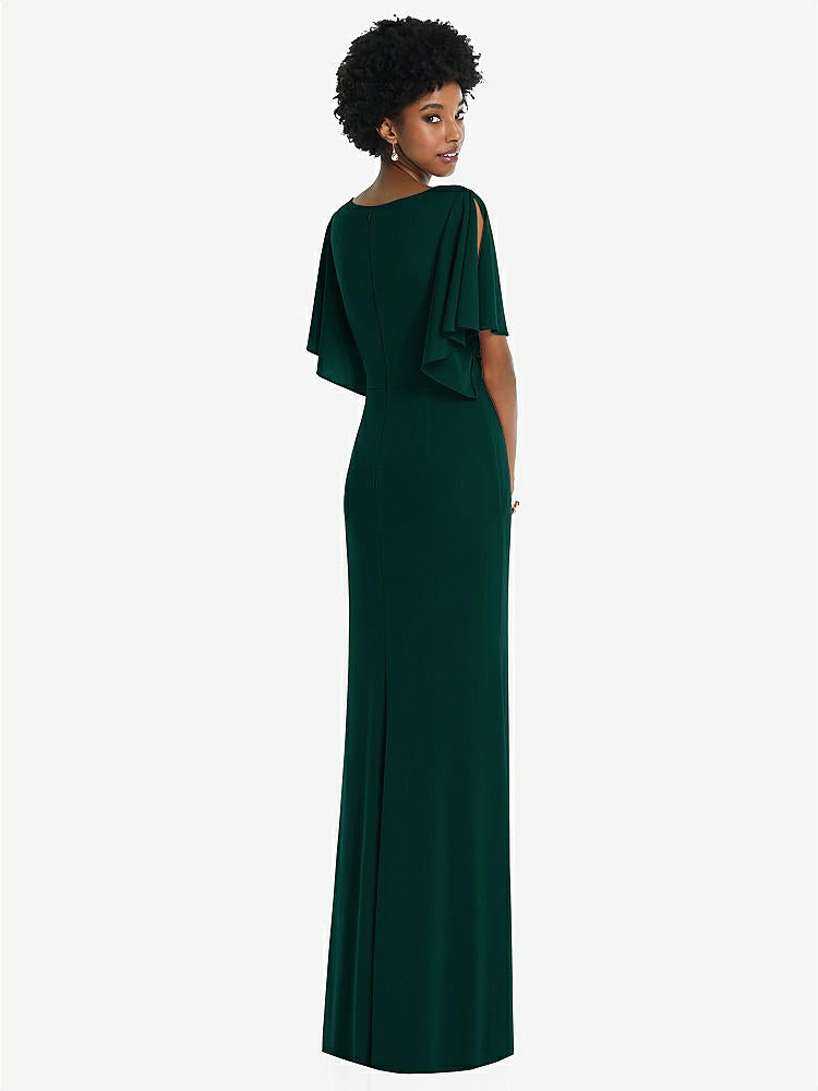 【STYLE: 3107】Faux Wrap Split Sleeve Maxi Dress with Cascade Skirt【COLOR: Evergreen】