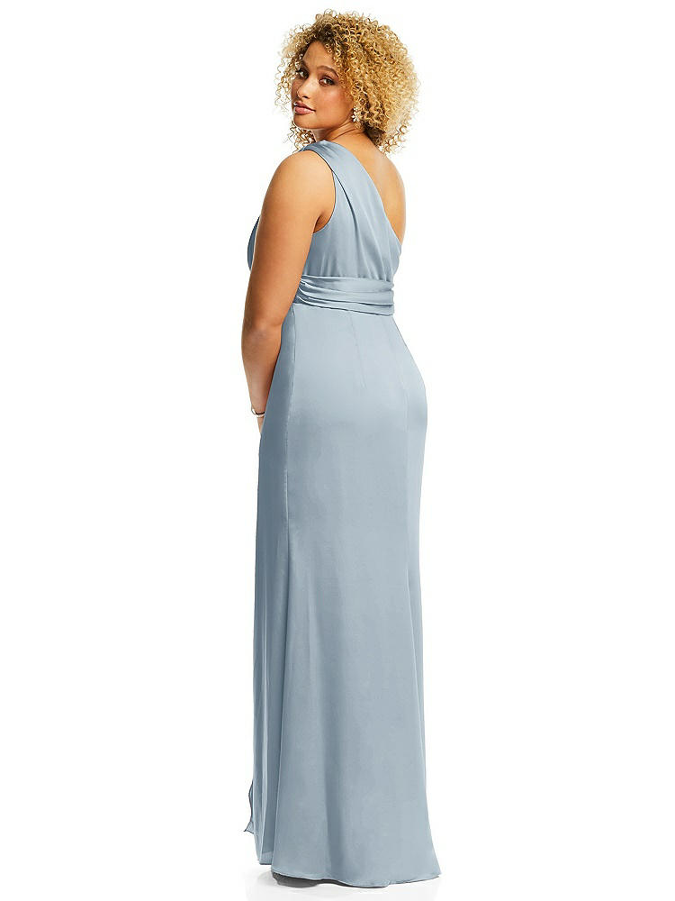 【NEW】【STYLE: 3111】ワンショルダー ドレープ ひねり 帝国 ウエスト トランペット ガウン【COLOR: Mist】【SIZE: 00-30W】