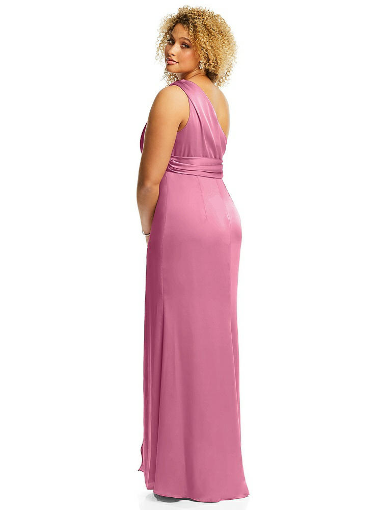 【NEW】【STYLE: 3111】ワンショルダー ドレープ ひねり 帝国 ウエスト トランペット ガウン【COLOR: Orchid Pink】【SIZE: 00-30W】