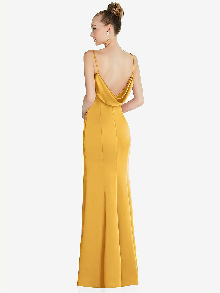 【STYLE: 6856】Draped Cowl-Back Princess Line Dress with Front Slit【COLOR: NYC Yellow】