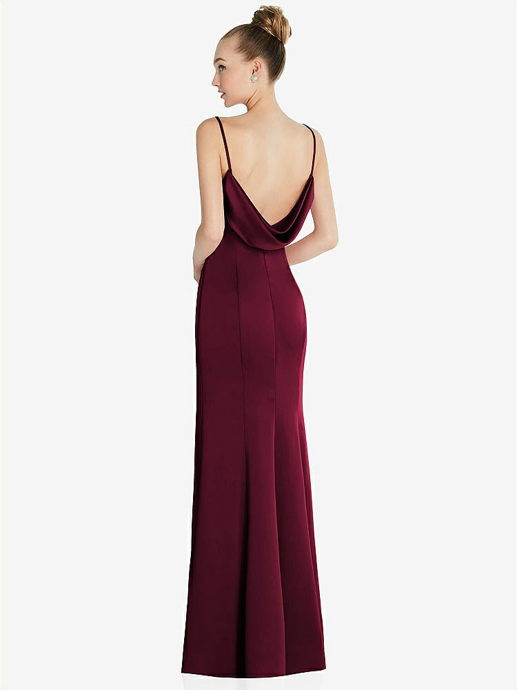 【STYLE: 6856】Draped Cowl-Back Princess Line Dress with Front Slit【COLOR: Cabernet】