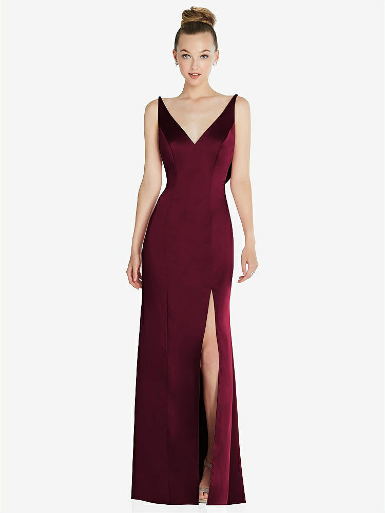 【NEW】【STYLE: 6856】ドレープ カウルバック プリンセス ライン ドレス 前面 スリット【COLOR: Cabernet】【SIZE: 00-30W】