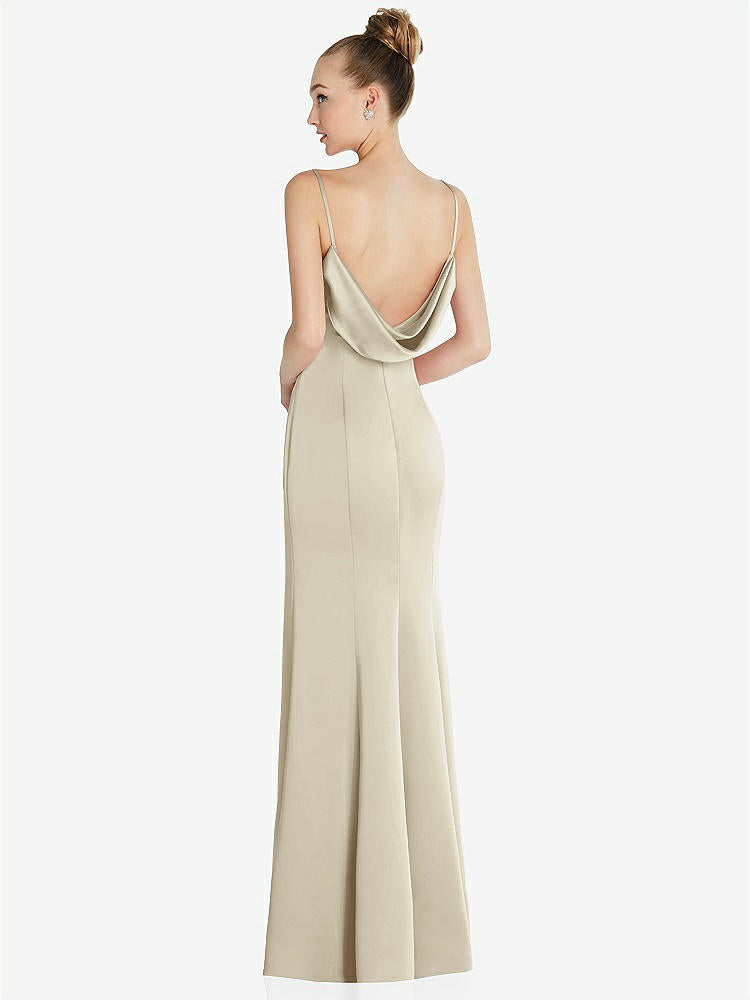 【STYLE: 6856】Draped Cowl-Back Princess Line Dress with Front Slit【COLOR: Champagne】