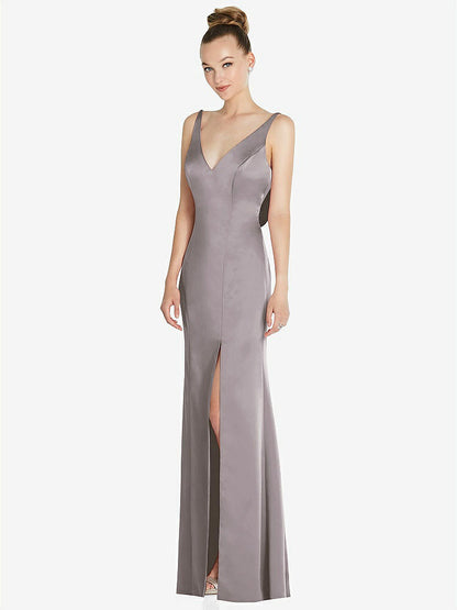 【NEW】【STYLE: 6856】ドレープ カウルバック プリンセス ライン ドレス 前面 スリット【COLOR: Cashmere Gray】【SIZE: 00-30W】