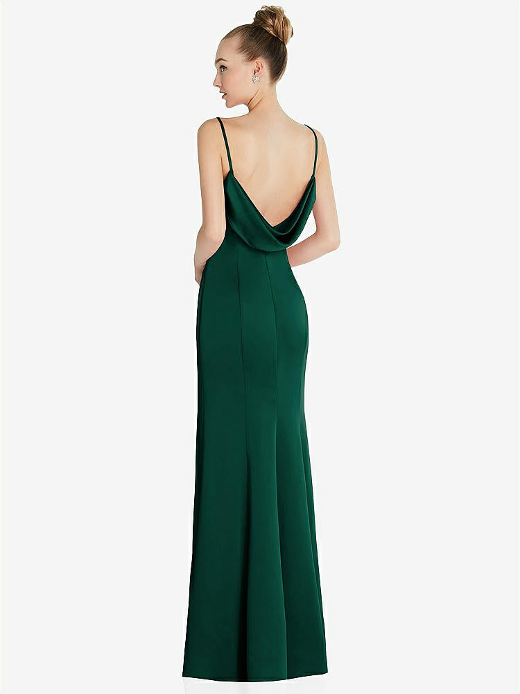 【STYLE: 6856】Draped Cowl-Back Princess Line Dress with Front Slit【COLOR: Hunter Green】