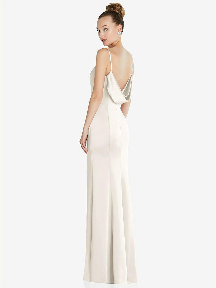 【STYLE: 6856】Draped Cowl-Back Princess Line Dress with Front Slit【COLOR: Ivory】